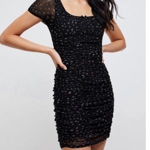 NWT LA Hearts black mini dress with sheer overlay